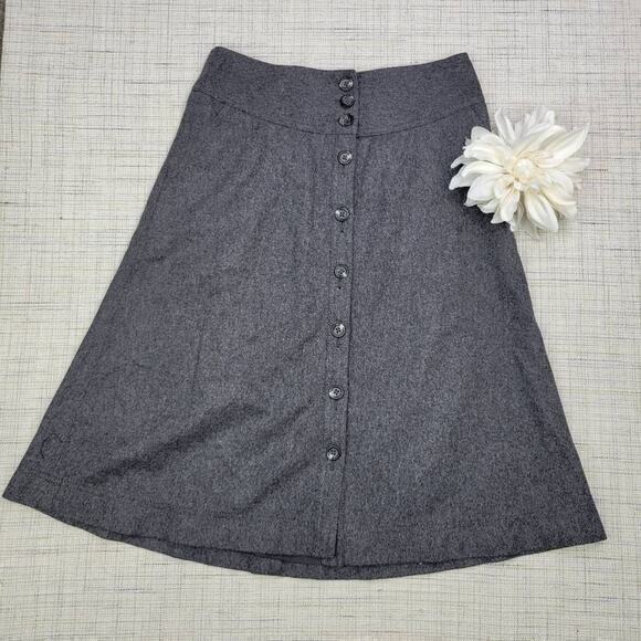 Banana Republic Women's Wool Blend A-line Button Down Midi Skirt Gray Size 0 - Picture 1 of 8